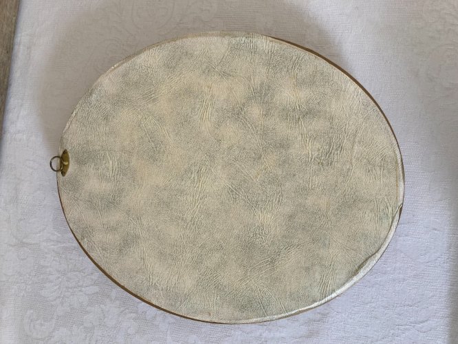 1025⚜️ Ancien Cadre Ovale Doré en Verre Bombé Fleurs Séchées Vintage Haut 30 Cm