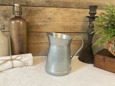 1025⚜️ Antique Tournus Unis France Jug in Pure Aluminum Height 17 cm