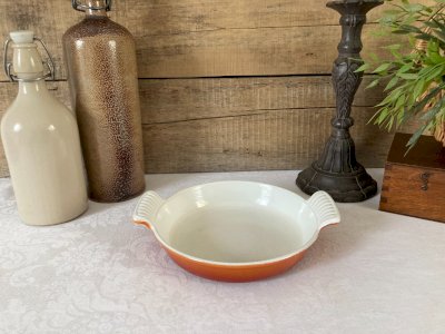 1025⚜️ Vintage Round Orange Baking Dish Diameter 18 cm Le Creuset Style