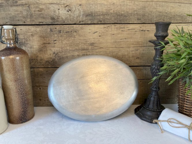1025⚜️ Ancien Plat Ovale en Aluminium Longueur 30 Cm Vintage