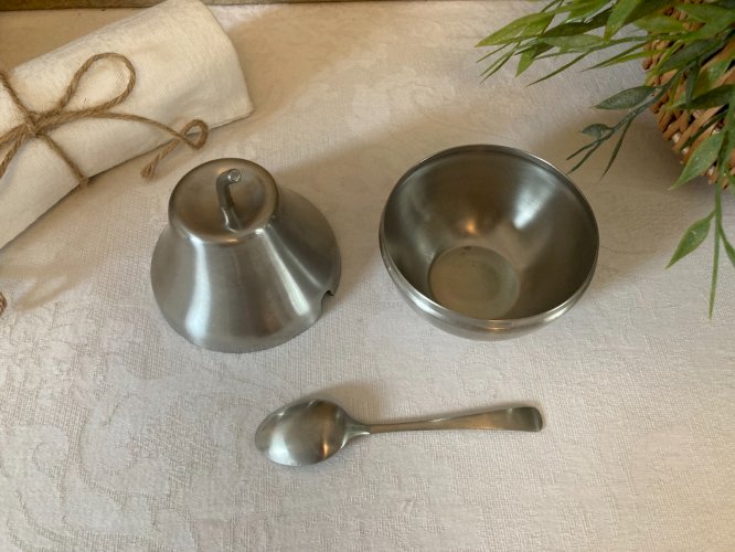 1025⚜️ Ancien Sucrier Morinox en Forme de Poire Hauteur 12 Cm Vintage