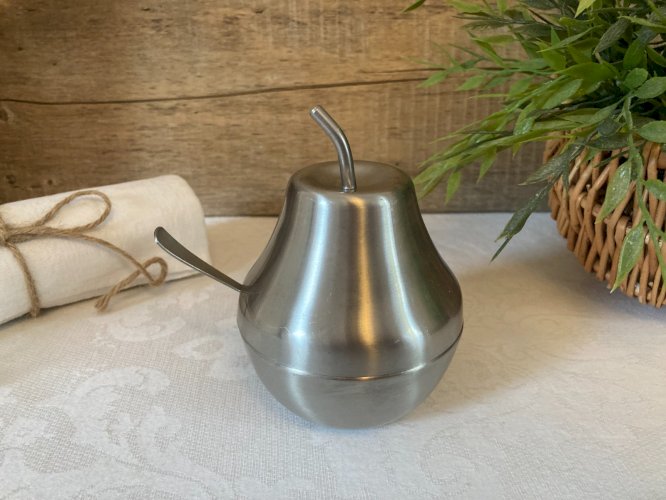 1025⚜️ Ancien Sucrier Morinox en Forme de Poire Hauteur 12 Cm Vintage