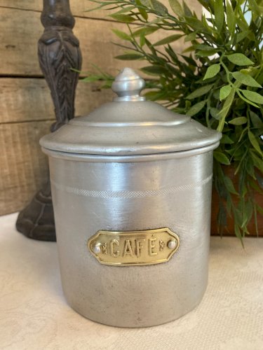 1025⚜️ Ancienne Serie de 4 Pots à Épices en Aluminium Vintage