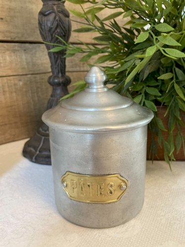 1025⚜️ Ancienne Serie de 4 Pots à Épices en Aluminium Vintage