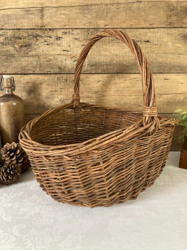 1025⚜️ Décoration Grand Panier en Osier Avec Anse Déco Longueur 45 Cm