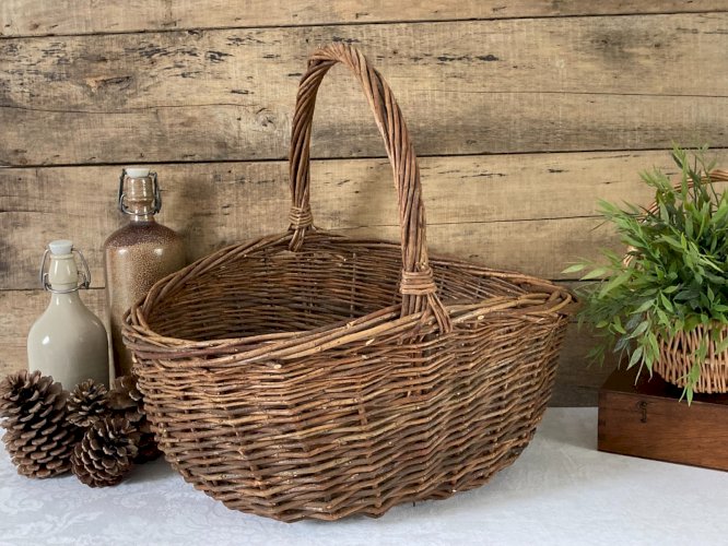 1025⚜️ Décoration Grand Panier en Osier Avec Anse Déco Longueur 45 Cm