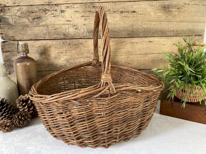 1025⚜️ Décoration Grand Panier en Osier Avec Anse Déco Longueur 45 Cm