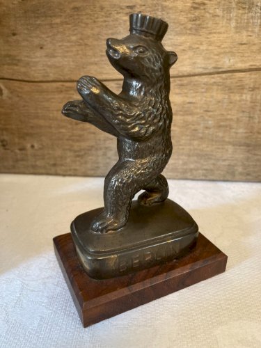 1025⚜️ Décoration Statue Souvenir Berlin Ours en Métal Hauteur 12,5 Cm Vintage