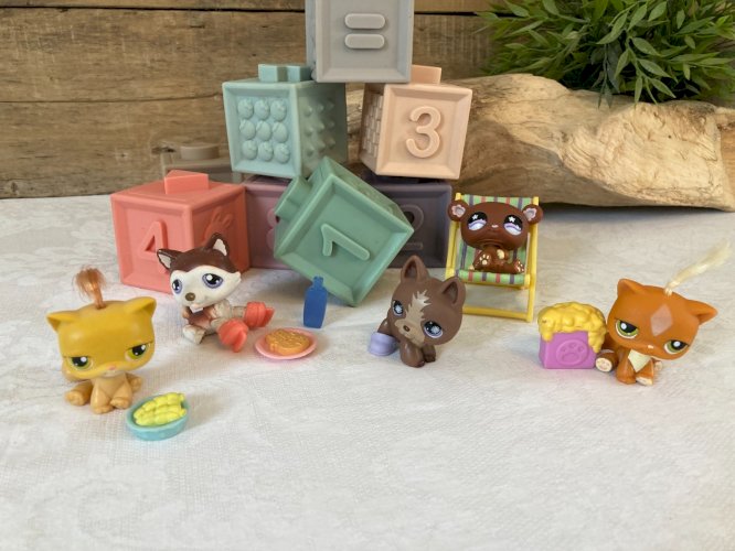 1025⚜️ Lot de 5 Figurines Pet Shop Littlest LPS Hasbro