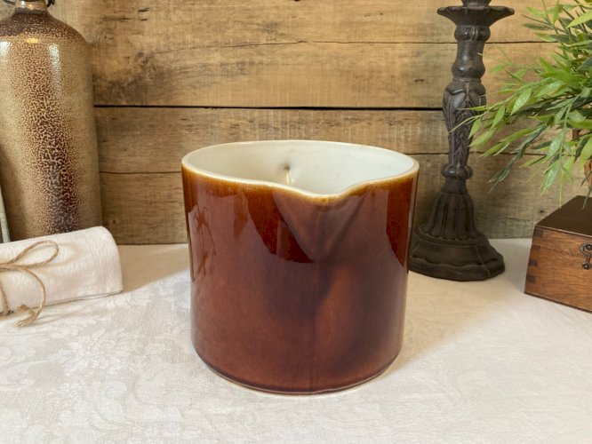 1025⚜️ Pichet Carafe Pot à Lait en Céramique Marron Hauteur 14 Cm