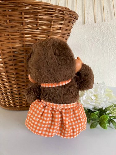 10⚜️Ancienne Peluche Doudou Monkenoo Grandes Oreilles et Robe Vintage Style KIKI