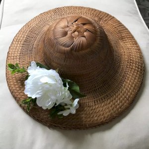 11 ⚜️ Vintage Rattan Wicker Grand Hat Diameter 43 Cm