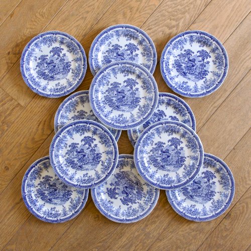 11 assiettes anciennes signées Lunéville collection English Style