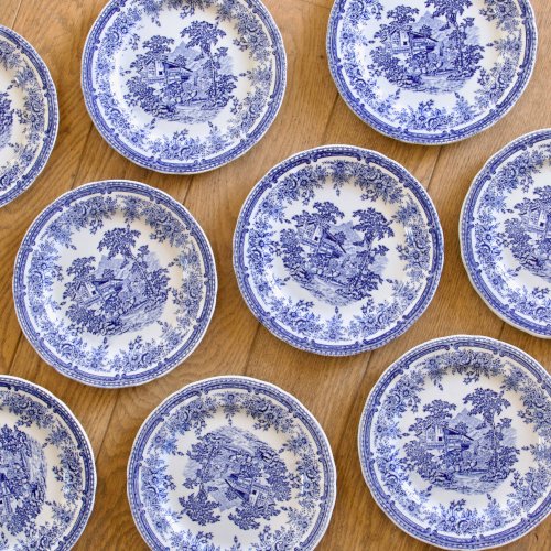 11 assiettes anciennes signées Lunéville collection English Style