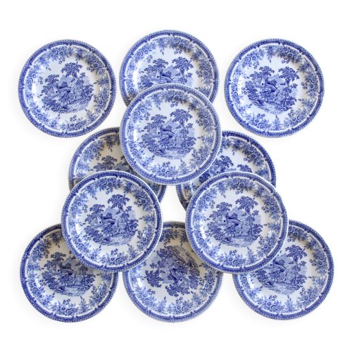 11 assiettes anciennes signées Lunéville collection English Style