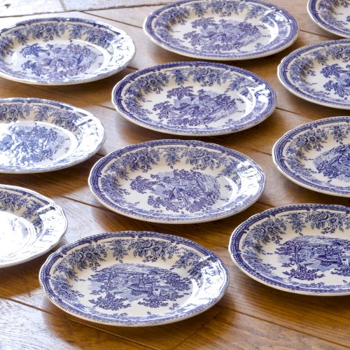 11 assiettes anciennes signées Lunéville collection English Style