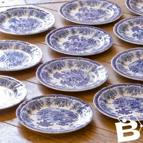 11 assiettes anciennes signées Lunéville collection English Style