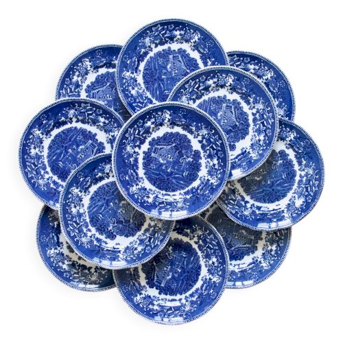 11 assiettes anglaises signées Enoch Wedgwood Avon Cottage