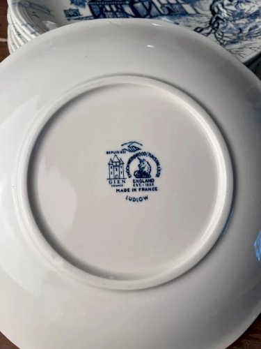 11 assiettes Gien/Wedgwood modèle Ludlow 1960