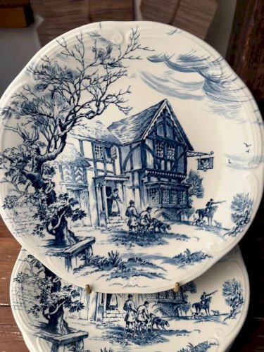 11 assiettes Gien/Wedgwood modèle Ludlow 1960