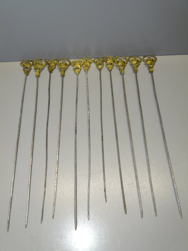 -11 BROCHETTES AFRICAINES AVEC MASQUES BRONZE COLLECTION ART ETHNIQUE déco  D