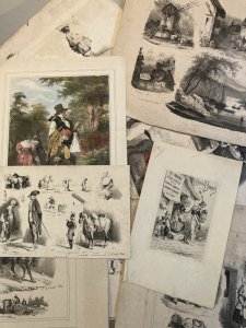 11 Engraving Gravure Lithographie Lot  XIXe Cheval Militaria Art Ancien Original