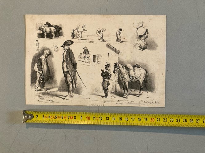 11 Engraving Gravure Lithographie Lot  XIXe Cheval Militaria Art Ancien Original