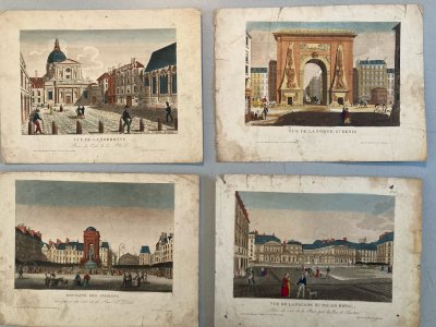 11 Engraving Gravure Vue D’optique Paris Lot  XVIIIe Art Ancien Original Old