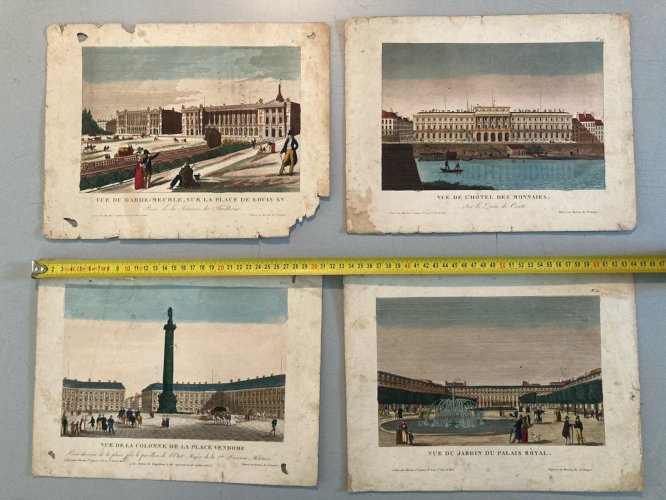 11 Engraving Gravure Vue D’optique Paris Lot  XVIIIe Art Ancien Original Old