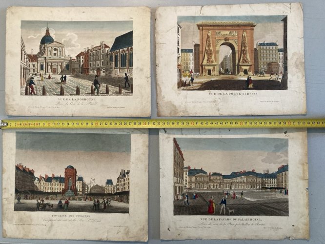 11 Engraving Gravure Vue D’optique Paris Lot  XVIIIe Art Ancien Original Old
