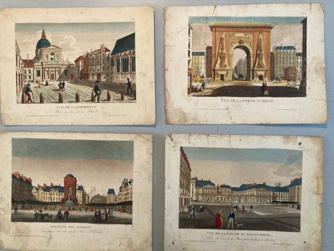 11 Engraving Gravure Vue D’optique Paris Lot  XVIIIe Art Ancien Original Old