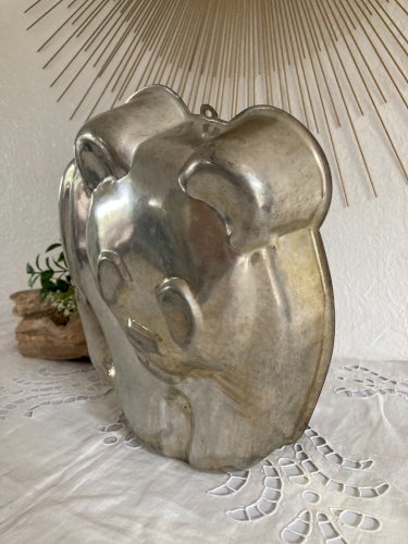 1124⚜️ Ancien Moule à Gâteau Déco Forme D'ours en Acier Inox H 30 Cm Vintage