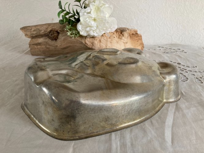 1124⚜️ Ancien Moule à Gâteau Déco Forme D'ours en Acier Inox H 30 Cm Vintage