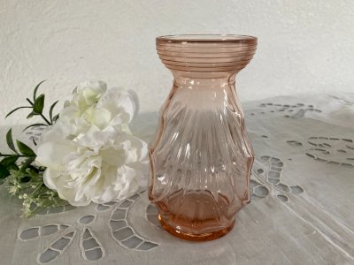 1124⚜️ Vintage Pink Glass Bulb Vase 1950s Art Deco H 15 Cm