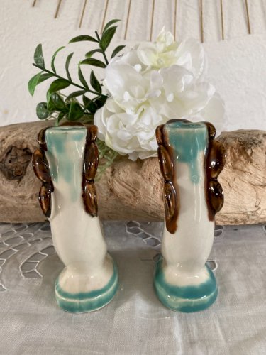 1124⚜️ Décoration Ensemble Deux Vases Porte Fleurs Forme De Paon Hauteur 12 Cm
