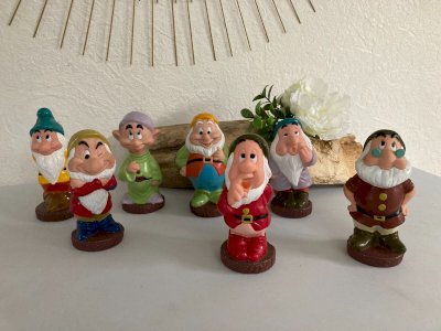 1124⚜️ Lot de 7 Figurines Blanche Neige Et Les Sept Nains Disney H 14 Cm