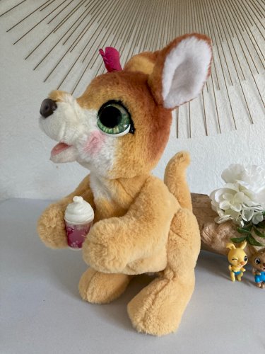 1124⚜️ Peluche Doudou Interactive Maman Josie Le Kangourou Fur Real Avec 3 Bébés