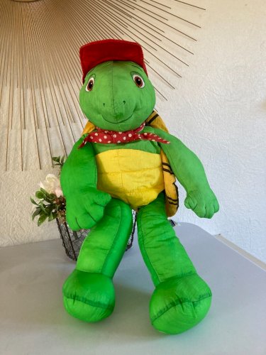 1124⚜️ Peluche Doudou La Tortue Franklin Jemini Vintage Hauteur 30 Cm Assis