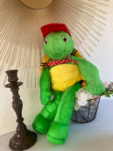 1124⚜️ Peluche Doudou La Tortue Franklin Jemini Vintage Hauteur 30 Cm Assis