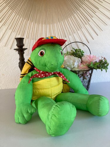 1124⚜️ Peluche Doudou La Tortue Franklin Jemini Vintage Hauteur 30 Cm Assis