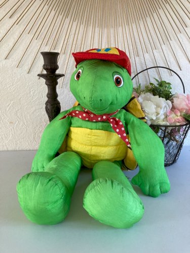 1124⚜️ Peluche Doudou La Tortue Franklin Jemini Vintage Hauteur 30 Cm Assis