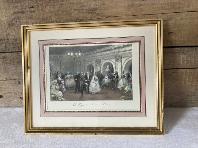 1125⚜️ Ancien Cadre Doré Le Foyer Des Acteurs à L'Opéra Eugène Lami 24X 30 Cm
