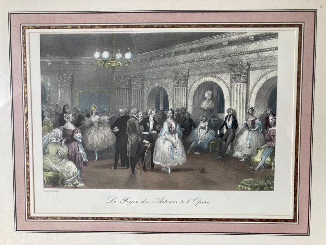 1125⚜️ Ancien Cadre Doré Le Foyer Des Acteurs à L'Opéra Eugène Lami 24X 30 Cm