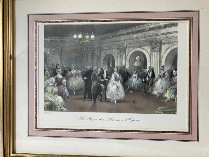 1125⚜️ Ancien Cadre Doré Le Foyer Des Acteurs à L'Opéra Eugène Lami 24X 30 Cm