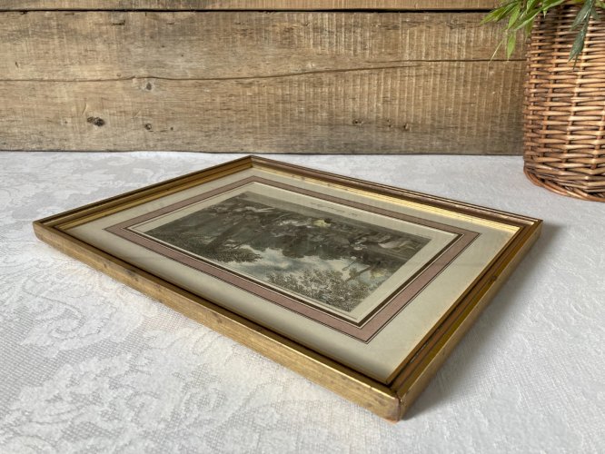 1125⚜️ Ancien Cadre Doré Les Champs- Elysées Eugène Lami Dimension 24X 30 Cm