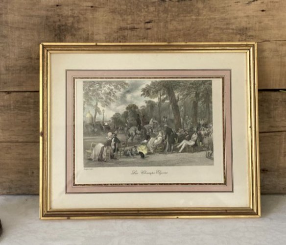 1125⚜️ Ancien Cadre Doré Les Champs- Elysées Eugène Lami Dimension 24X 30 Cm