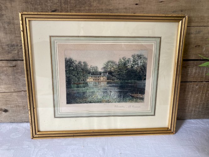 1125⚜️ Ancien Cadre Doré Versailles Le Trianon Dimension 26X 32 Cm