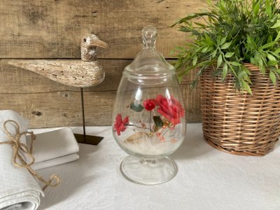 1125⚜️ Décoration Ancien Vase Fleurs Artificiel en Verre Vintage Hauteur 23 Cm