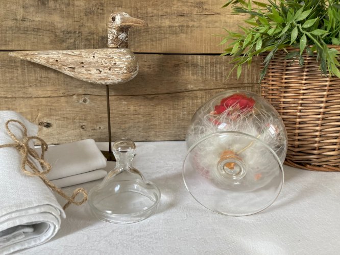 1125⚜️ Décoration Ancien Vase Fleurs Artificiel en Verre Vintage Hauteur 23 Cm