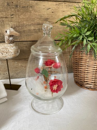 1125⚜️ Décoration Ancien Vase Fleurs Artificiel en Verre Vintage Hauteur 23 Cm